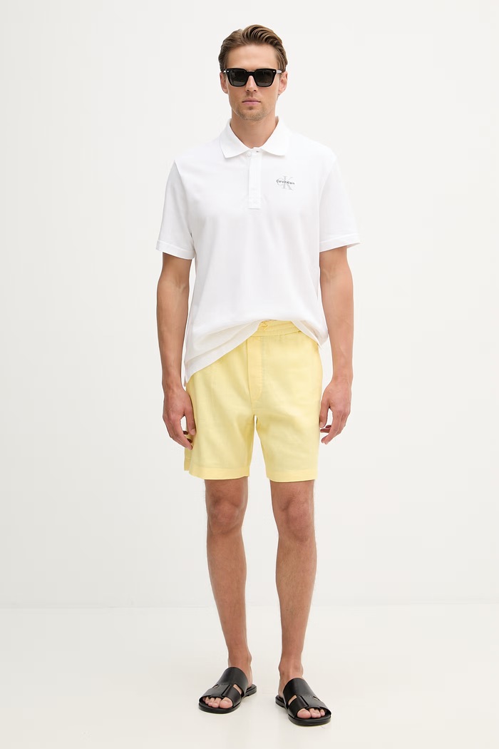 Calvin Klein Jeans polo tričko pánske bavlnené LV04RF209G biela SS26