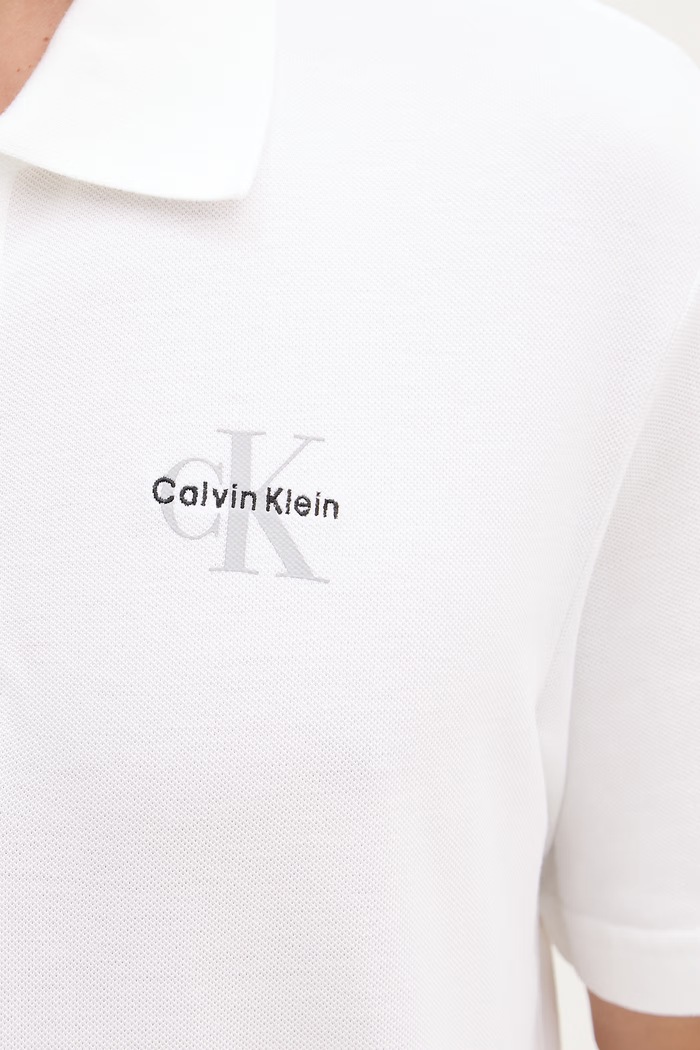 Calvin Klein Jeans polo tričko pánske bavlnené LV04RF209G biela