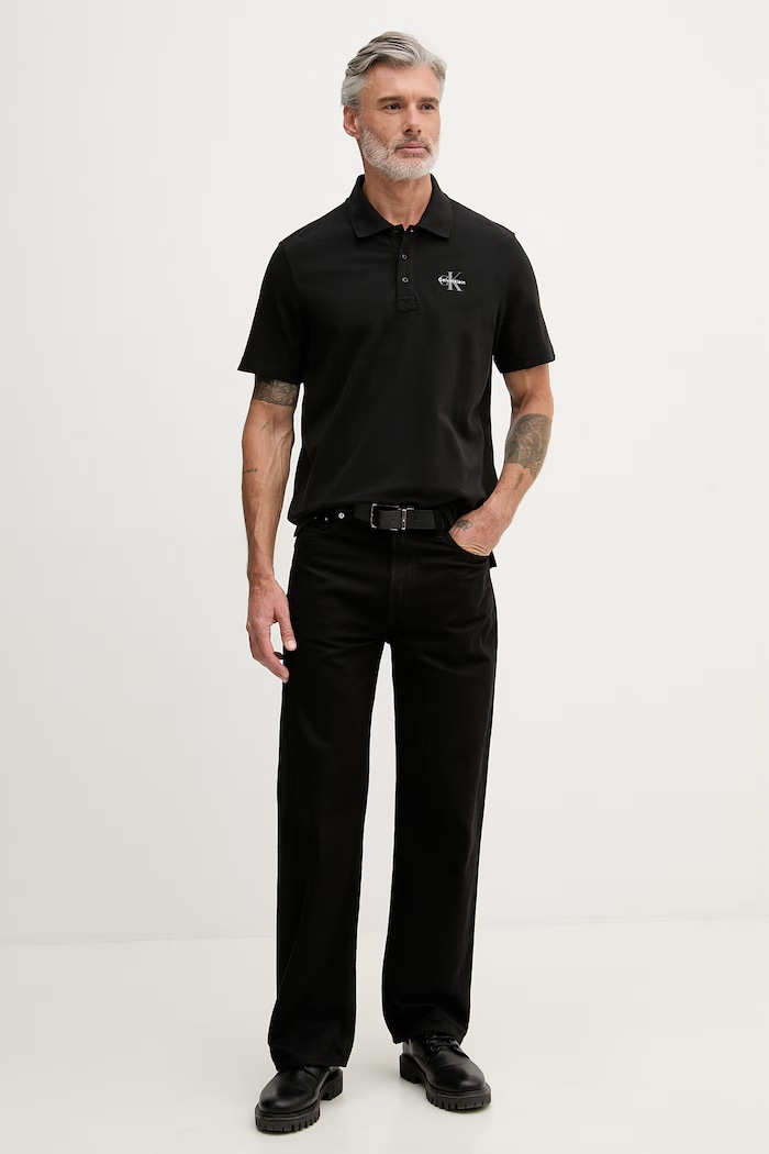 Calvin Klein Jeans polo pentru bărbați, din bumbac LV04RF209G negru SS26