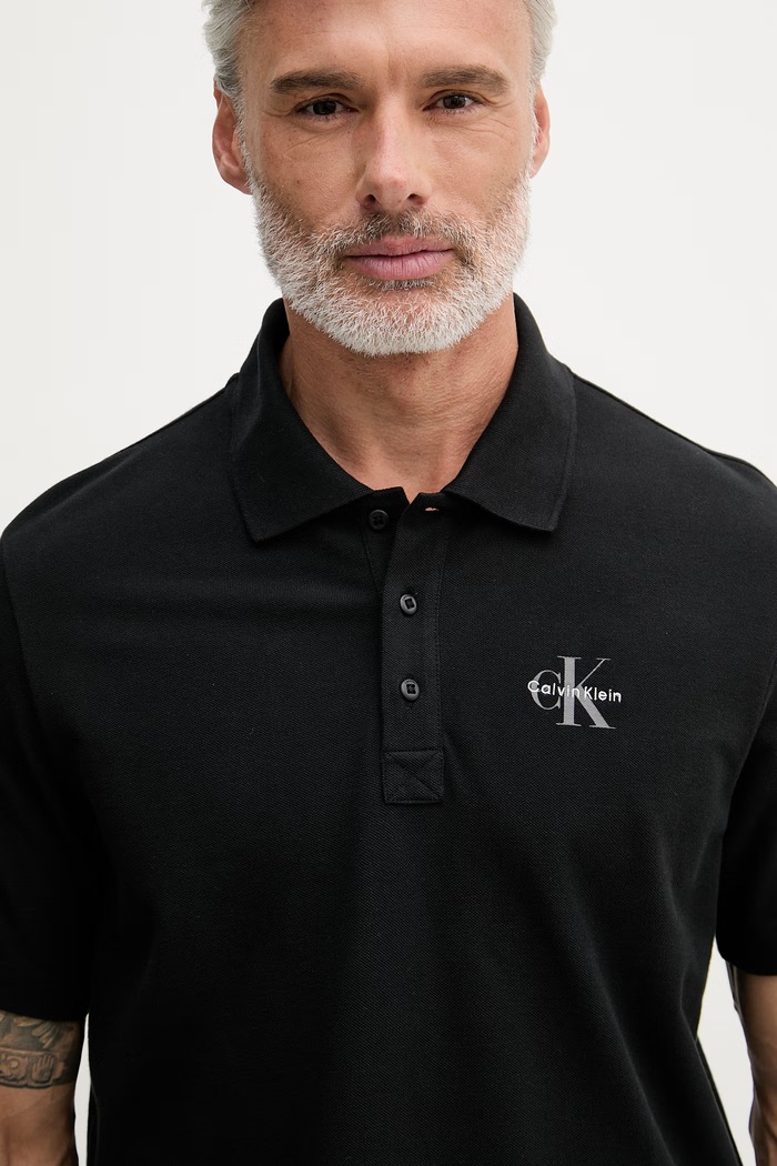 Calvin Klein Jeans polo pentru bărbați, din bumbac negru LV04RF209G