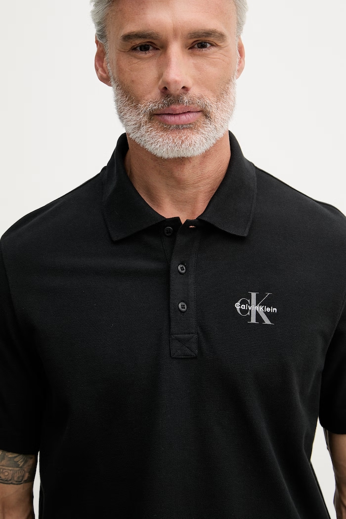 Calvin Klein Jeans polo pentru bărbați, din bumbac negru LV04RF209G