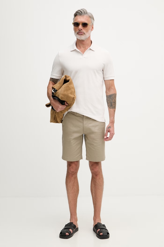 Calvin Klein Jeans polo tričko pánske bavlnené LV04RF215G béžová SS26