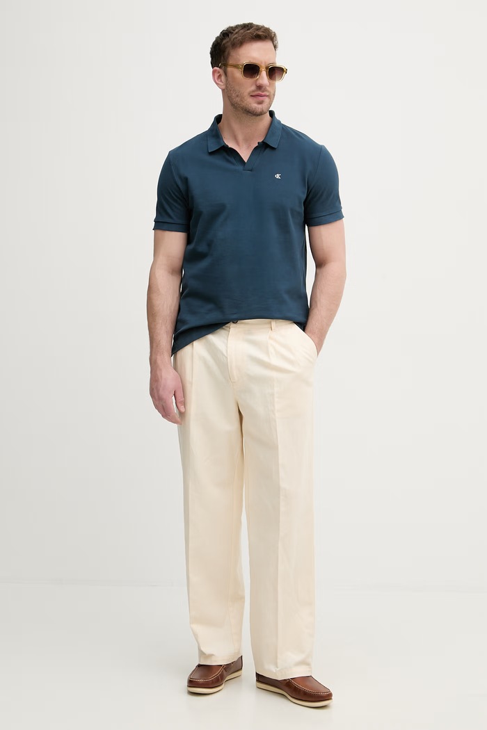 Calvin Klein Jeans polo tričko pánske bavlnené LV04RF215G tyrkysová SS26