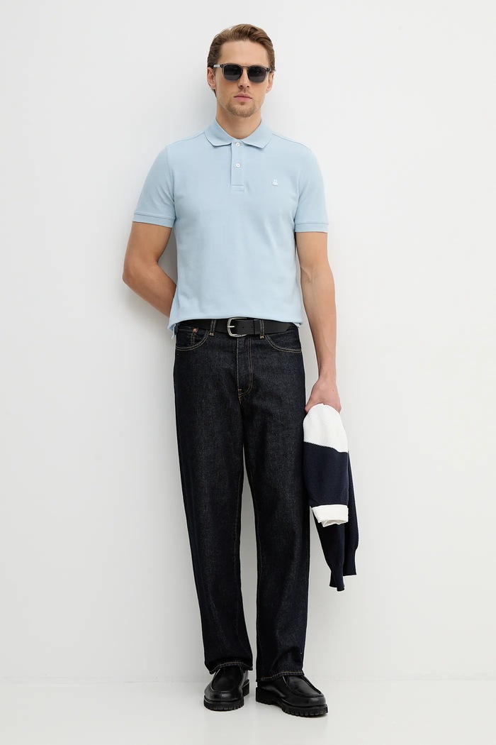 Bavlněné polo tričko United Colors of Benetton 3089J3179. modrá SS26