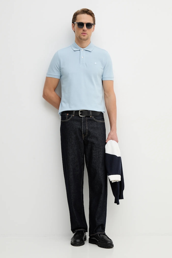 Bavlněné polo tričko United Colors of Benetton 3089J3179. modrá SS26