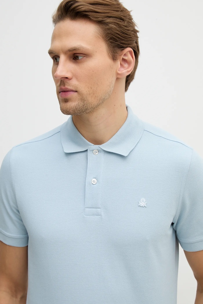Bavlněné polo tričko United Colors of Benetton modrá 3089J3179.