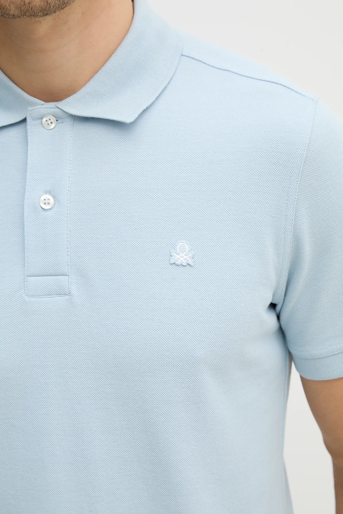 Bavlněné polo tričko United Colors of Benetton 3089J3179. modrá