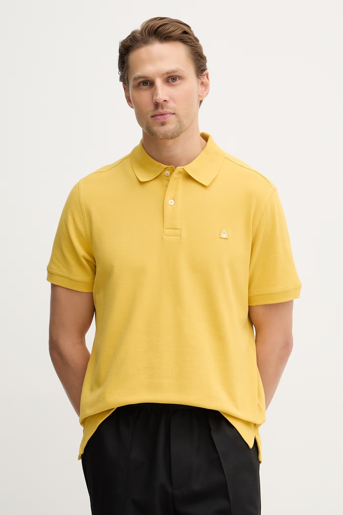 Bavlnené polo tričko United Colors of Benetton slim žltá 3089J3179.