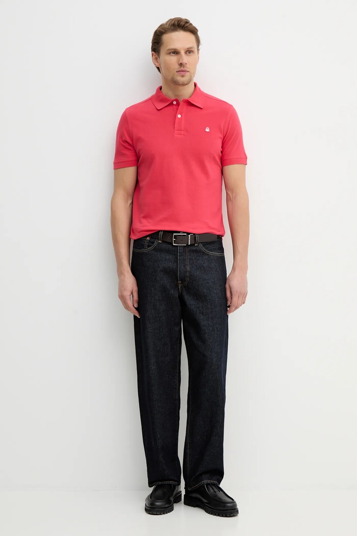 Bavlněné polo tričko United Colors of Benetton 3089J3179. červená SS26