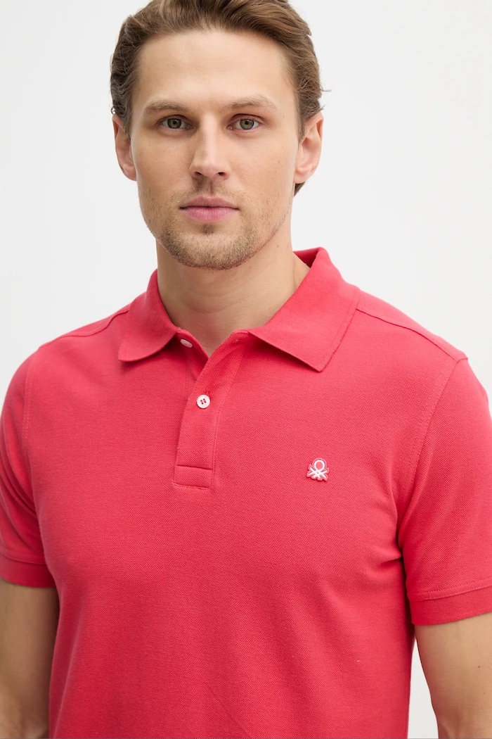 Bavlněné polo tričko United Colors of Benetton červená 3089J3179.