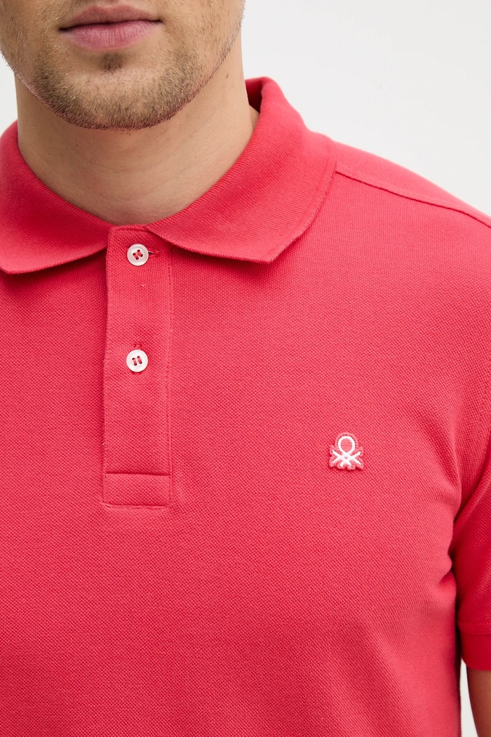 Bavlněné polo tričko United Colors of Benetton 3089J3179. červená