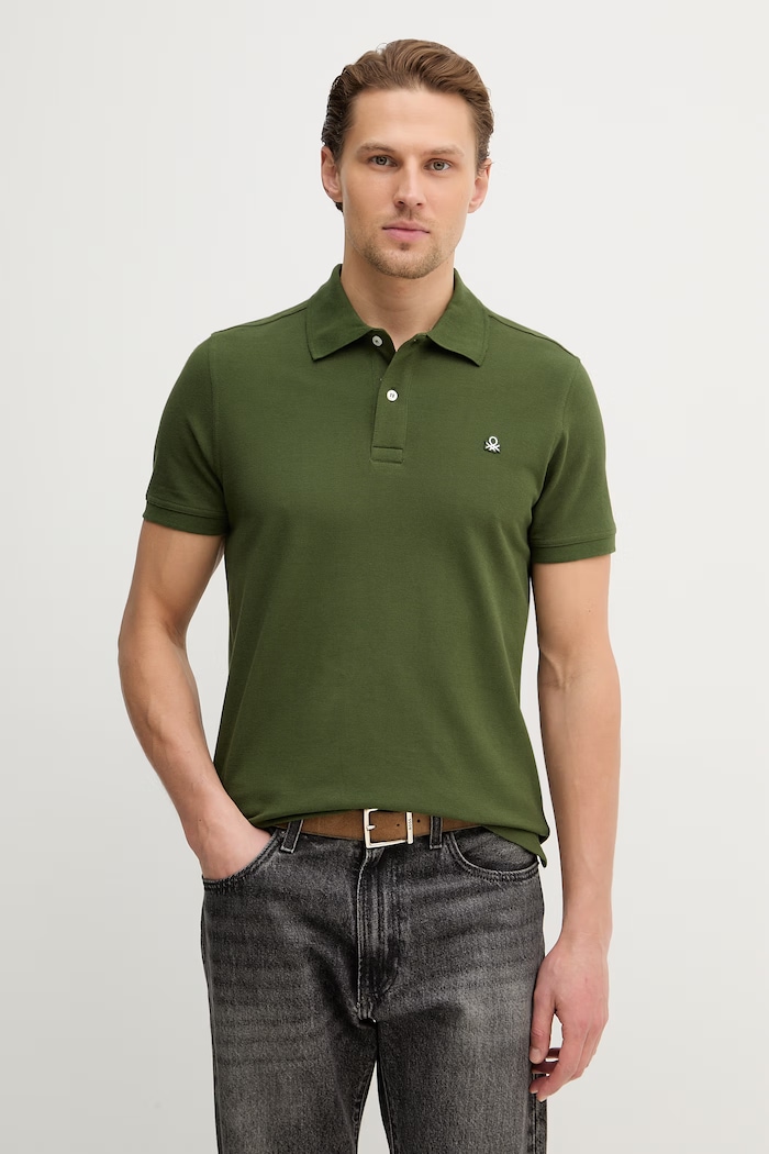 Bavlnené polo tričko United Colors of Benetton slim zelená 3089J3179.
