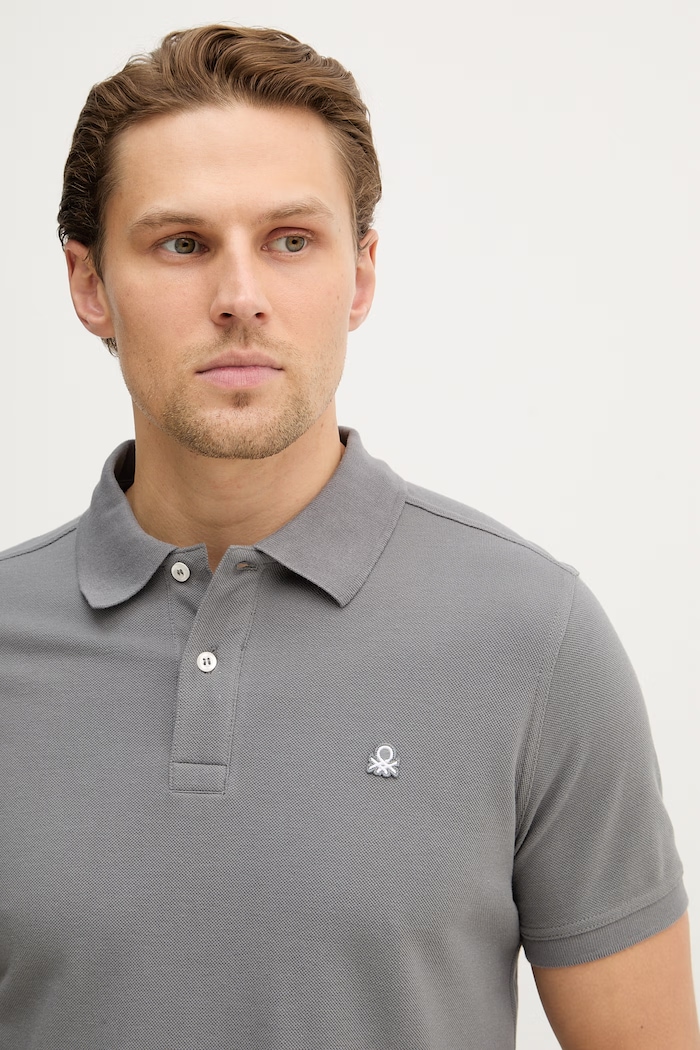 United Colors of Benetton polo bawełniane szary 3089J3179.