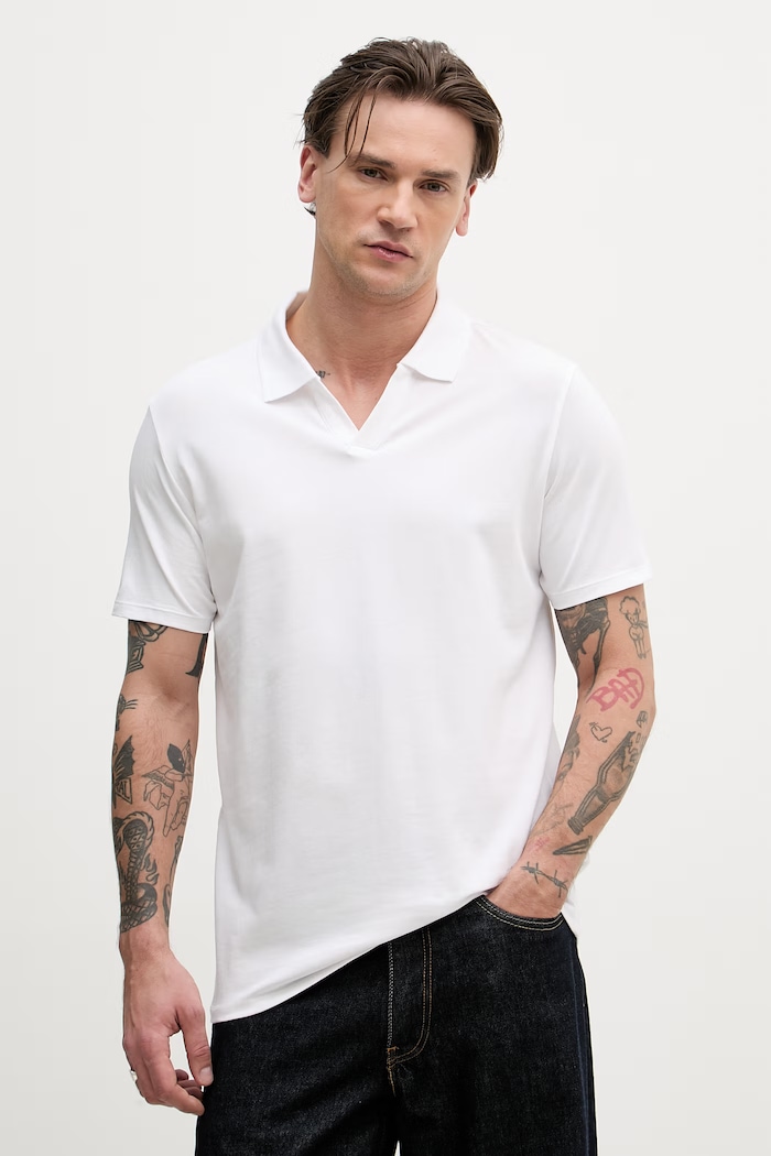 Lindbergh polo pentru bărbați, din bumbac cu elastan alb 30.404036A