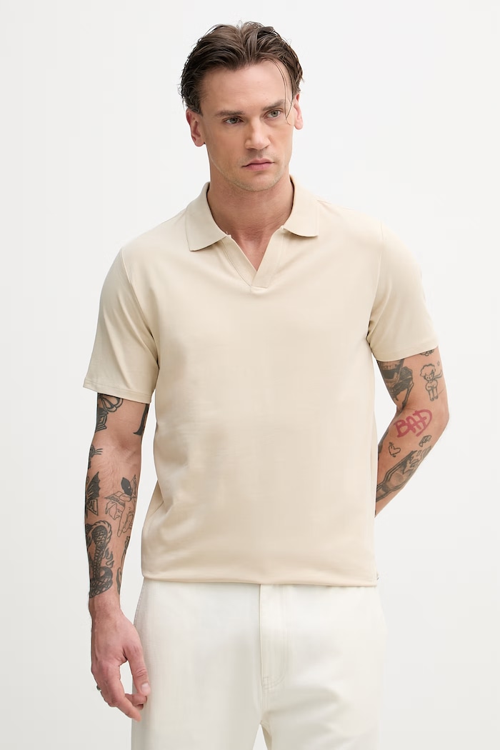 Lindbergh polo pentru bărbați, din bumbac cu elastan bej 30.404036A