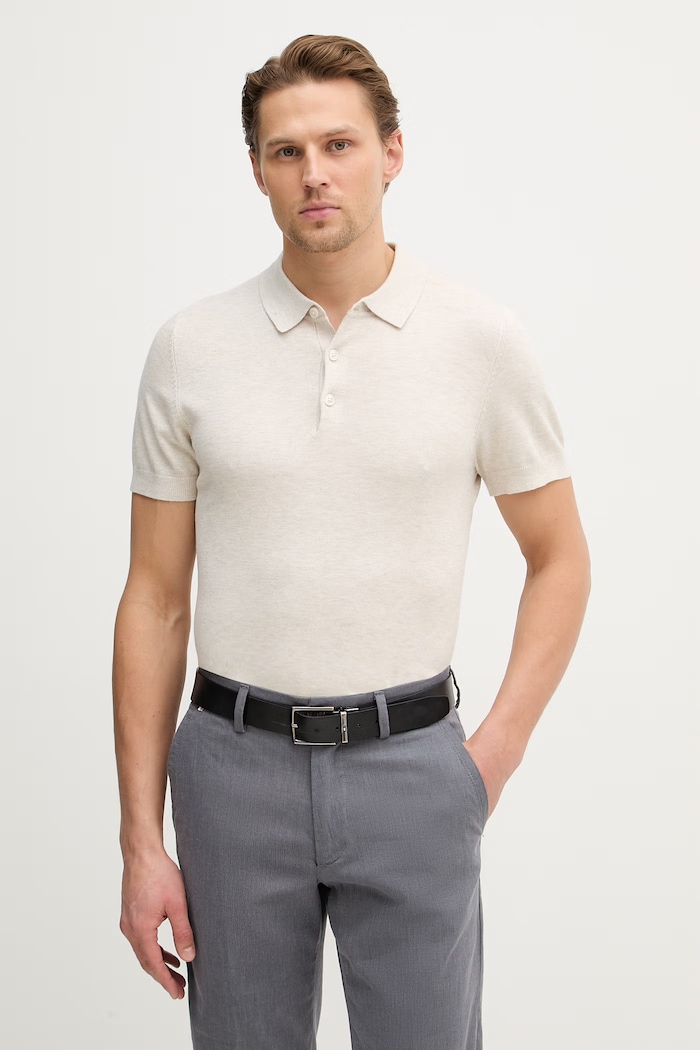 Polo majica Lindbergh bez uzorka bež 30.800159