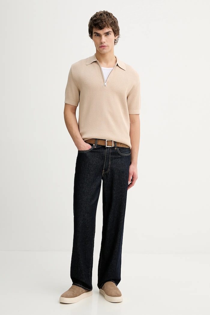 Marc O'Polo tricou polo 5000008077 bej SS26
