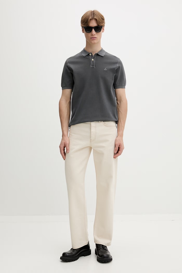 Marc O'Polo polo pánské bavlněné 5000012660 šedá SS26