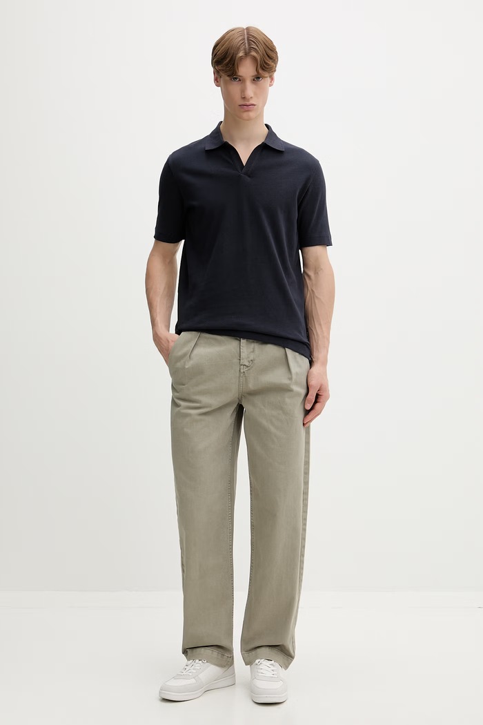 Marc O'Polo Polo da uomo con misto lino 5000012676 blu navy SS26