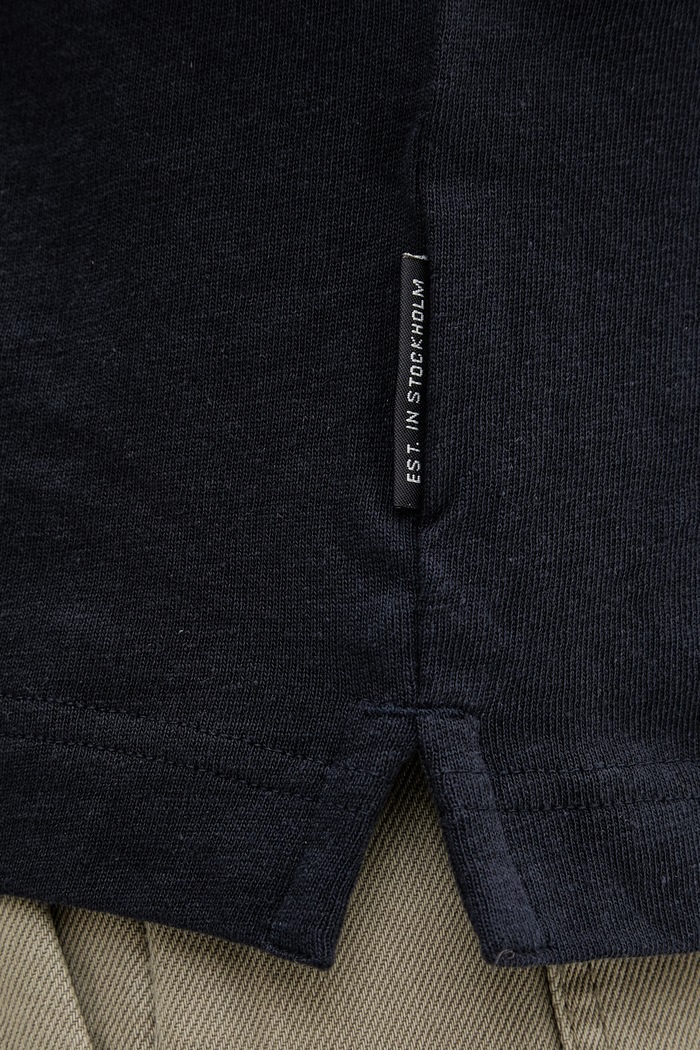 Marc O'Polo Polo da uomo con misto lino 5000012676 blu navy