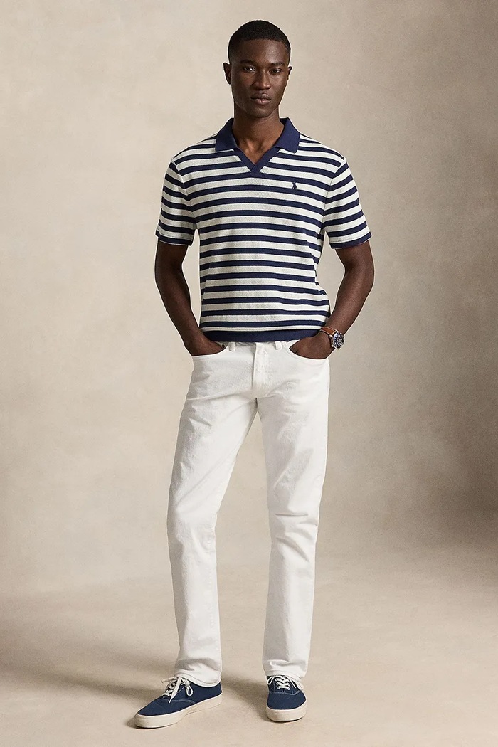 Дрехи Polo Ralph Lauren тениска с яка мъжка от памук 710A13006 син