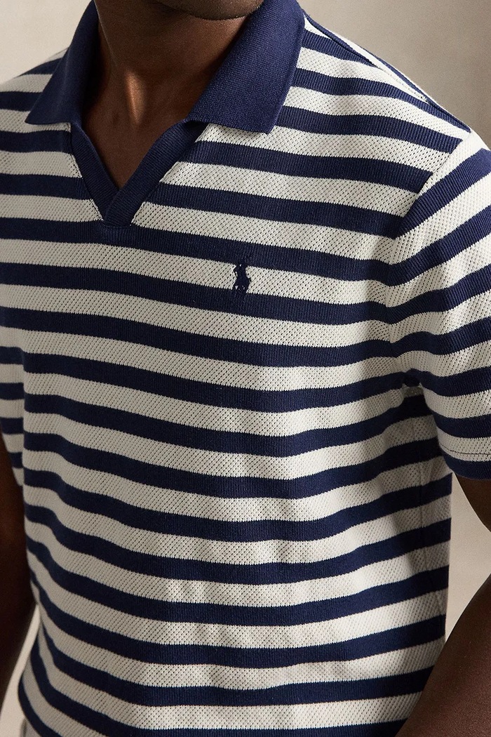 Polo Ralph Lauren тениска с яка мъжка от памук син 710A13006