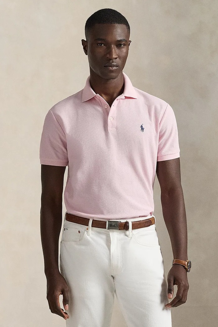 Βαμβακερό μπλουζάκι πόλο Polo Ralph Lauren κανονικό ροζ 710B13479
