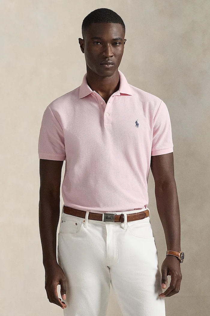 Βαμβακερό μπλουζάκι πόλο Polo Ralph Lauren κανονικό ροζ 710B13479