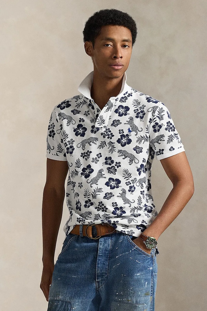 Bombažen polo Polo Ralph Lauren Vzorčasti vijolična 710B13541