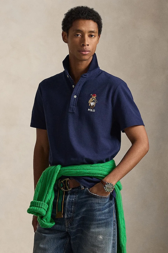 Polo Ralph Lauren polo de bumbac slim bleumarin 710B16616