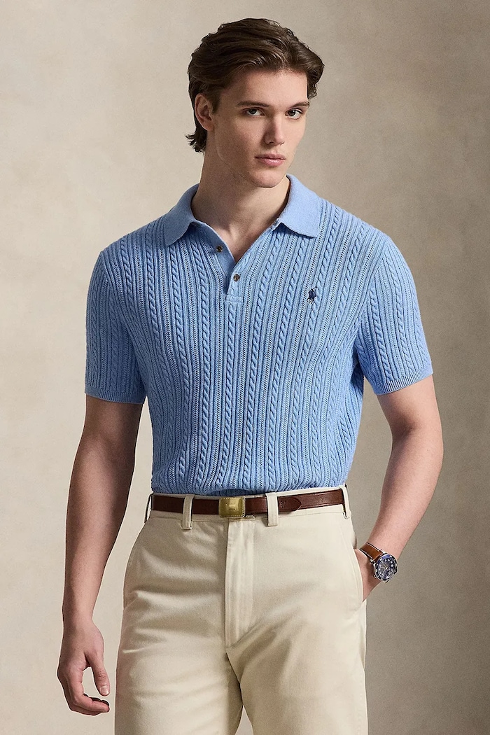 Polo Ralph Lauren polo pentru bărbați din bumbac regular albastru 710B13893