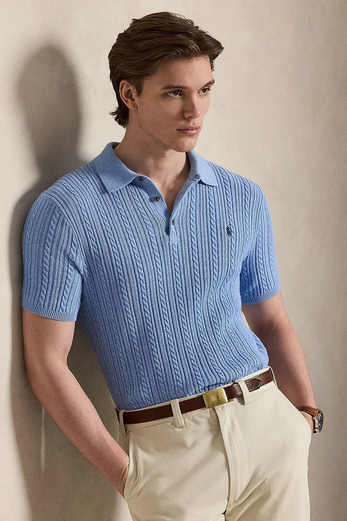 Îmbrăcăminte Polo Ralph Lauren polo pentru bărbați din bumbac 710B13893 albastru