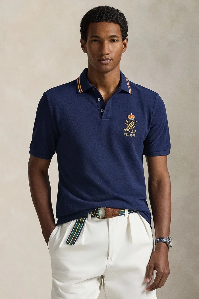 Bombažen polo Polo Ralph Lauren Našitek mornarsko modra 710B14507