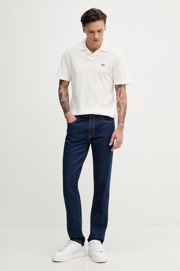 Lacoste polo majica moška z dodatkom lanu PH2449 bež SS26