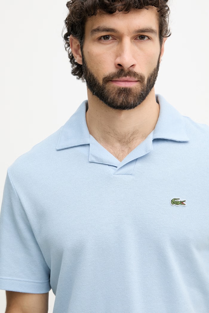 Lacoste polo s příměsí lnu pánské modrá PH2449