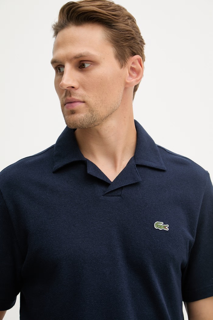 Lacoste polo majica moška z dodatkom lanu mornarsko modra PH2449