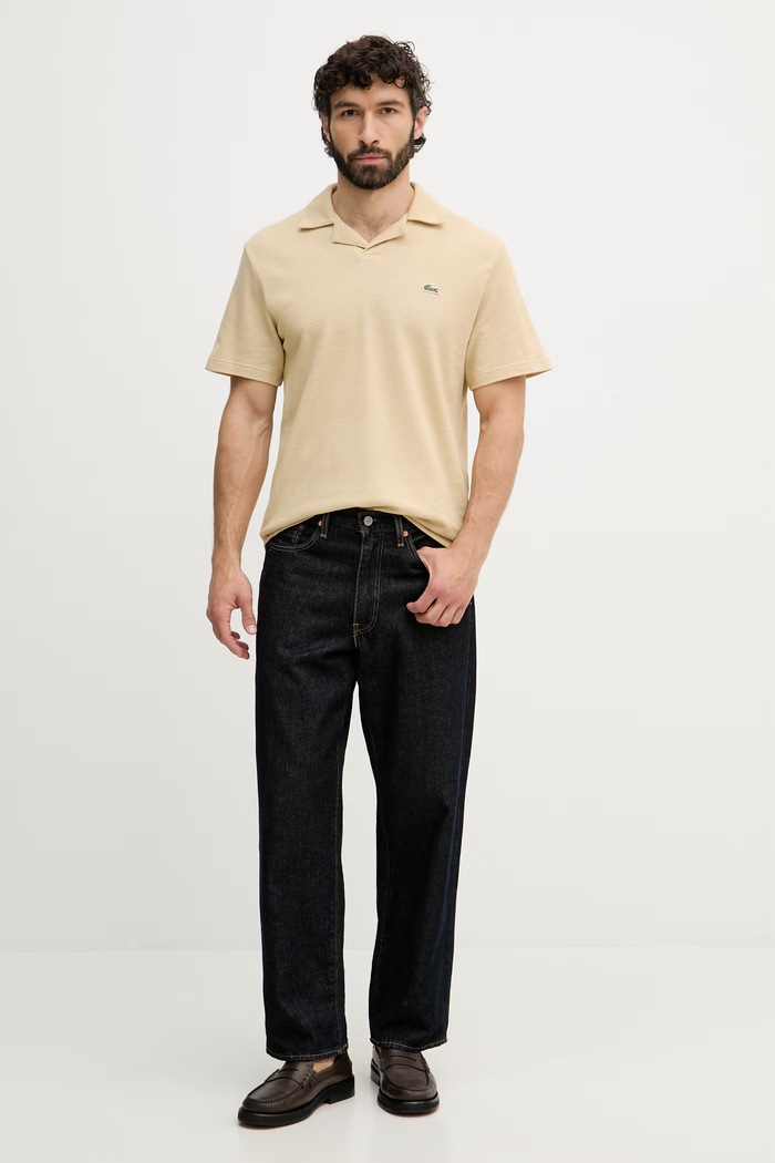 Lacoste polo s příměsí lnu pánské PH2449 béžová SS26