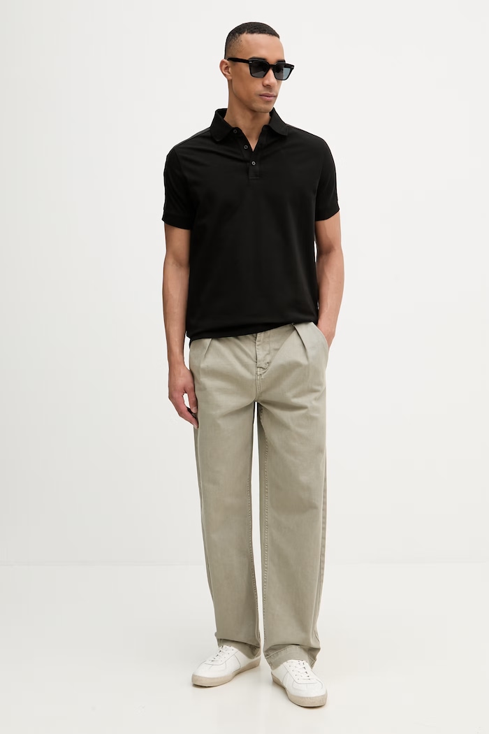 Karl Lagerfeld polo pentru bărbați, cu bumbac 562235.745019 negru SS26