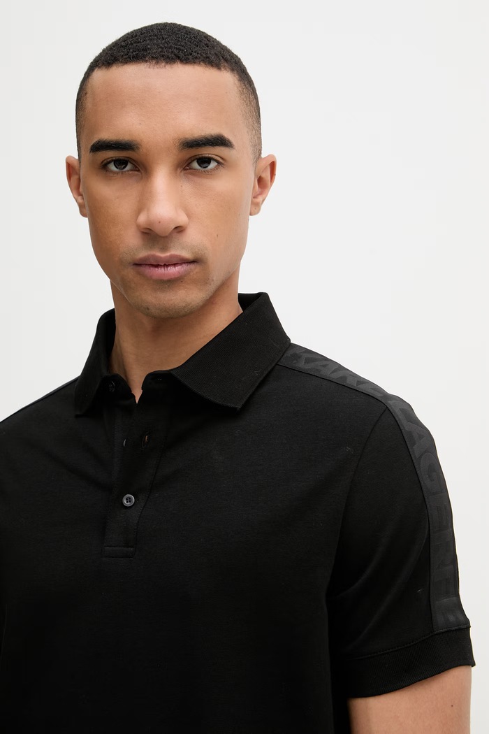 Karl Lagerfeld polo pentru bărbați, cu bumbac negru 562235.745019