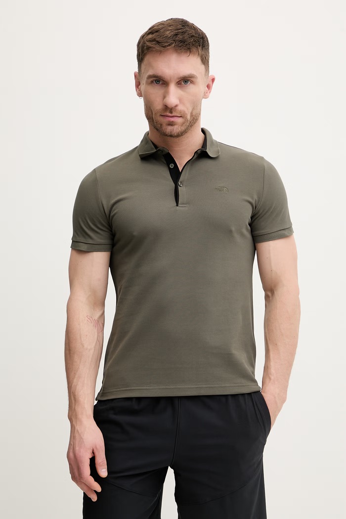 Bavlnené polo tričko The North Face Premium Slim jednofarebný zelená NF0A8C1N21L1