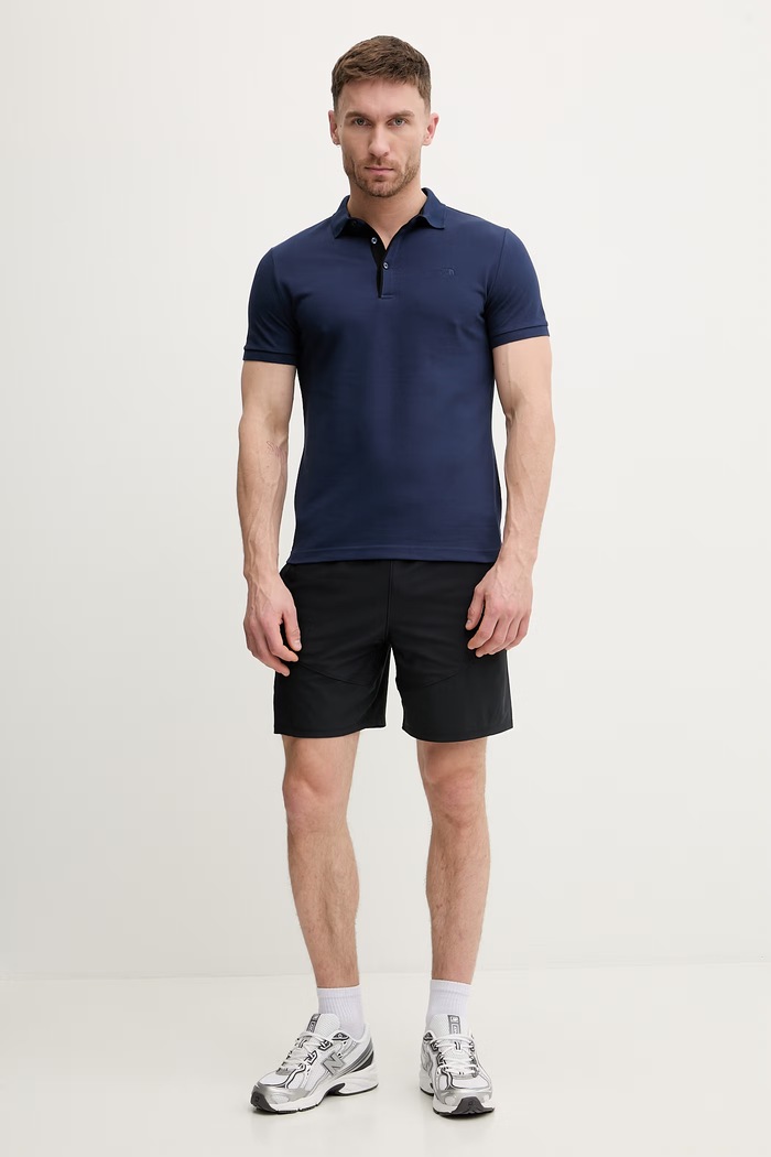 Bavlnené polo tričko The North Face Premium Slim NF0A8C1N8K21 tmavomodrá SS26
