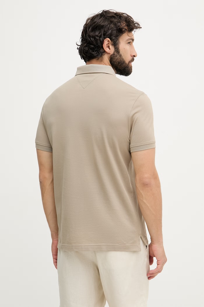 Odzież Tommy Hilfiger polo męskie bawełniane MW0MW41513 beżowy