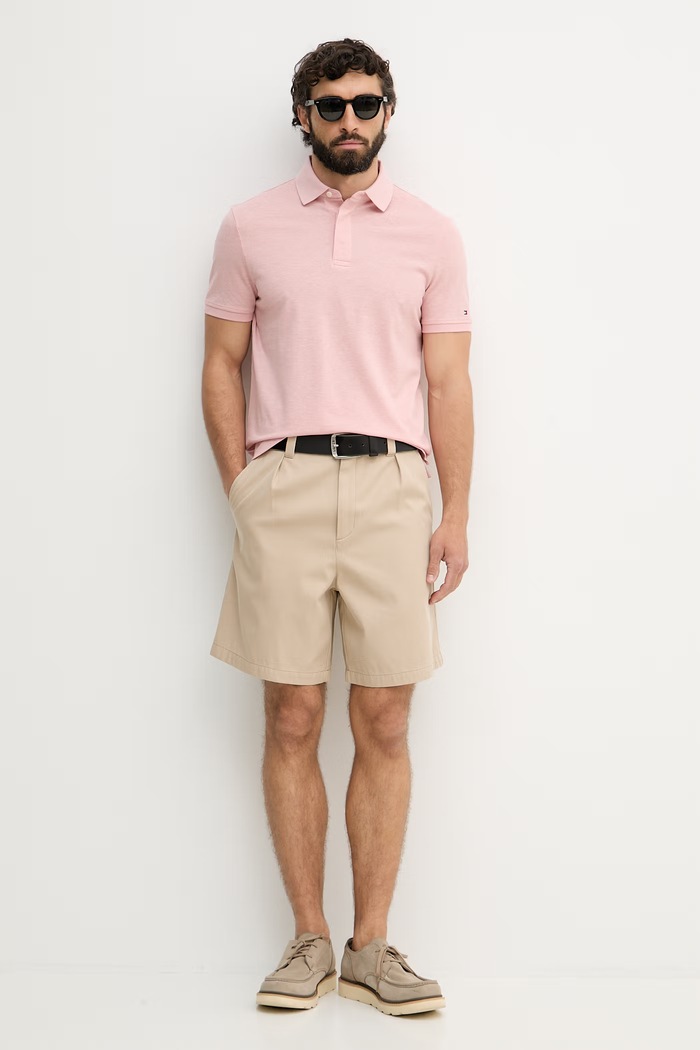 Tommy Hilfiger polo pentru bărbați, din bumbac MW0MW41513 roz SS26