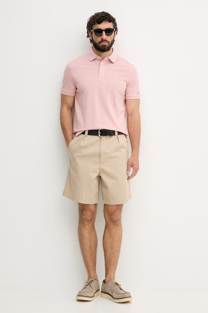 Tommy Hilfiger polo pentru bărbați, din bumbac MW0MW41513 roz SS26