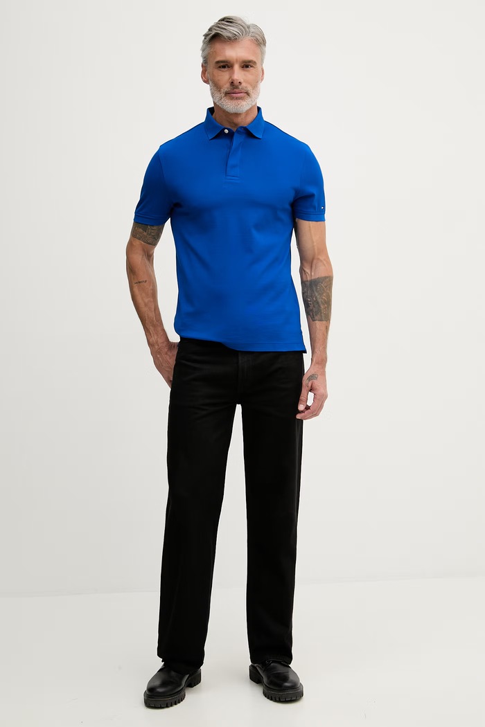 Tommy Hilfiger polo pentru bărbați, din bumbac MW0MW41513 albastru SS26