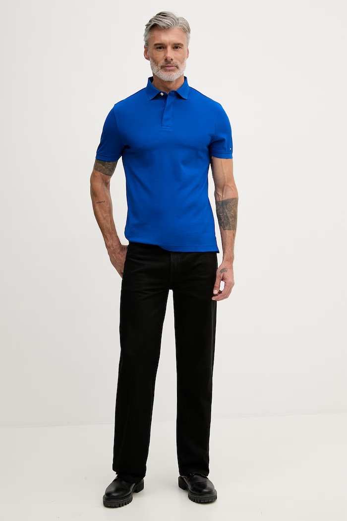 Tommy Hilfiger polo pentru bărbați, din bumbac MW0MW41513 albastru SS26