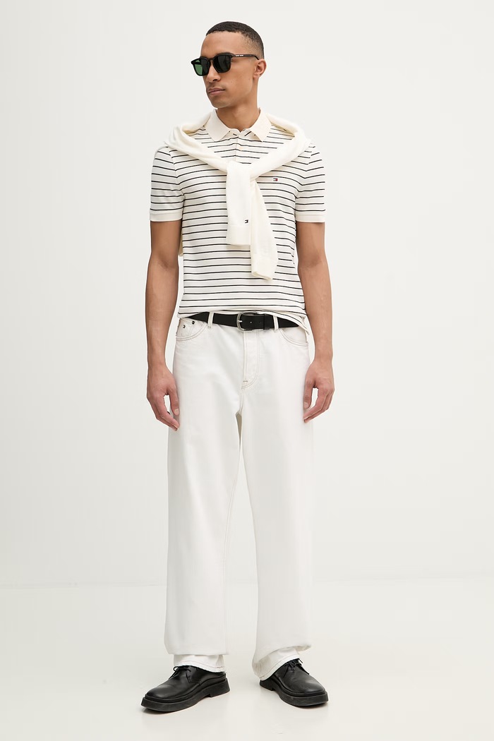 Tommy Hilfiger polo tričko pánske MW0MW17771.. béžová SS26