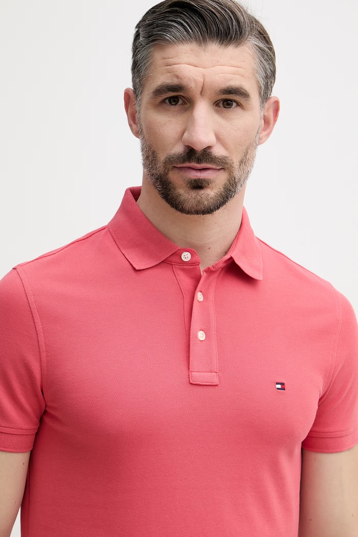 Tommy Hilfiger polo tričko pánske ružová MW0MW17771..