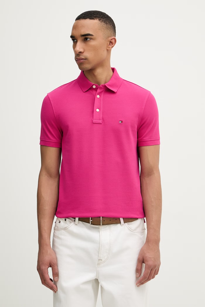Tommy Hilfiger polo tričko pánske ružová MW0MW17771..