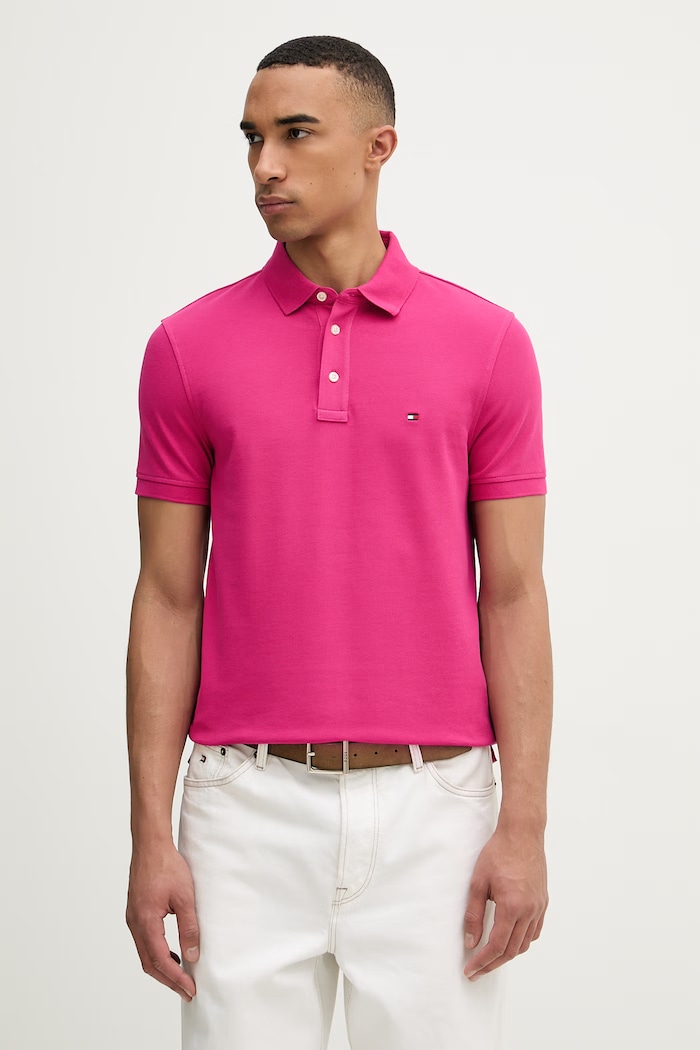 Tommy Hilfiger polo tričko pánske ružová MW0MW17771..